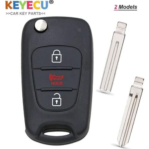 KEYECU Flip Folding Remote Car Key Shell Case Cover for Kia Rio Soul 2010 2011 2012 2013 2014, Fob 2+1 3 Button - NYOSEKSAM11ATX