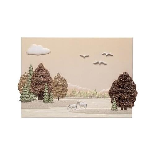 Fu carved 3D three dimensional relief, fresco, dining room, wall painting, modern living room, painting, wealth tree