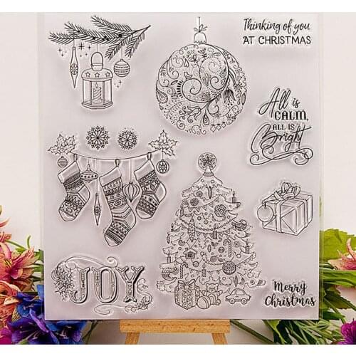 WYSE Christmas Flower Clear Stamps Deer Snowflake Tree Silicone Stamp for DIY Scrapbooking Paper Card Making Craft Supplies