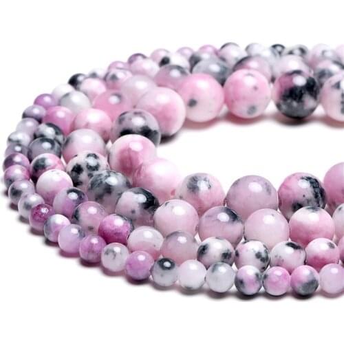 Pink Zebra Loose Beads Natural Round Stone 6 8 10 MM for Jewelry Making