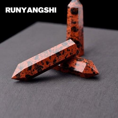Runyangshi Crystal Pillar Stone 1 Pc Simple Style Natural Crystal Small Crystal Column Red Obsidian High Quality ZH08
