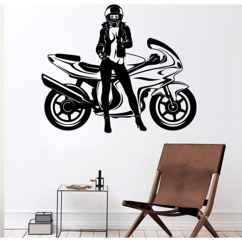 Diy Woman motorbiker Waterproof Wall Stickers Home Decor For Kids Rooms Diy Home Decoration Wall Art Decal