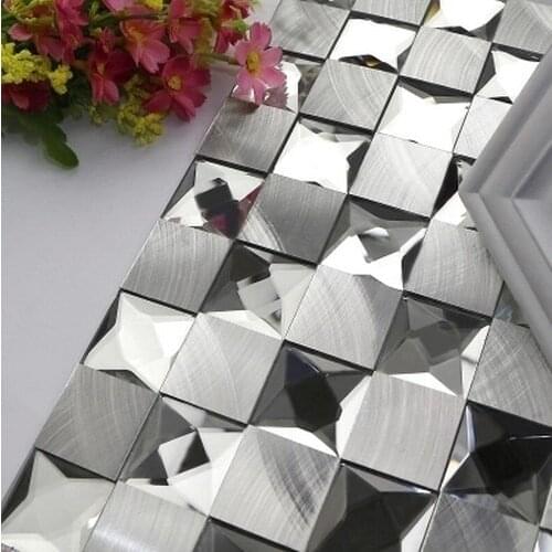 Silver metal mosaic stainless steel tiles square for kitchen backsplash tile bathroom shower tile hallway border