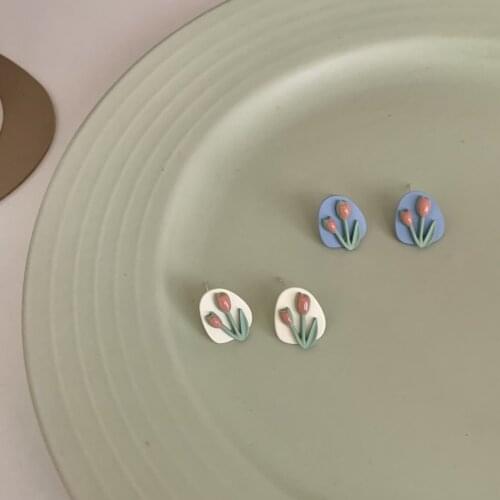 Tulips Earrings No Hole Ear Clips Tulip Flowers Clip Earring Without Piercing Minimalist Earrings Jewelry CE164
