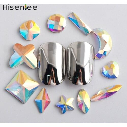 Nail Art Rhinestone 20Pieces 11kind shapes Clear Paradise Shine AB Color Glass Stones For 3D Nails Decoration