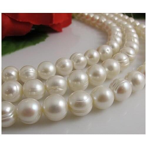 Unique Pearls jewellery Store,White Color AA 9-10MM Potato Round Shaper Genuine Freshwater Pearl Loose Beads