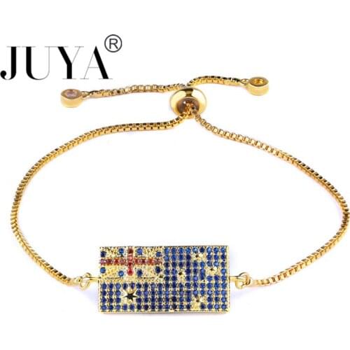 Top Quality Copper Zirconia Australia Flag Bracelets For Men Women Jewelry 4 Colors Adjustable Slide Chain Bracelet pulsera