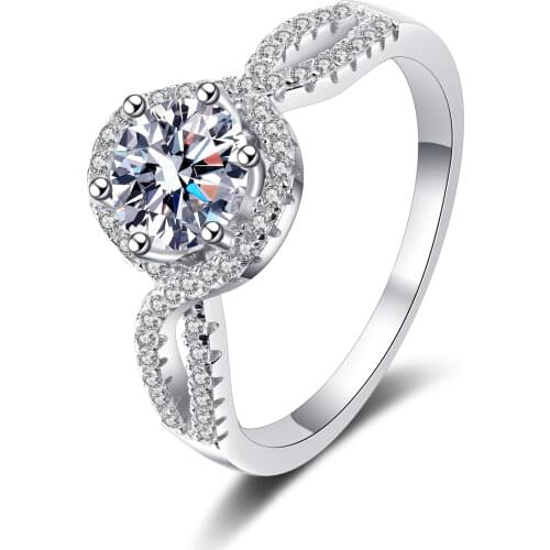 Moissanite Passed Diamond Test Perfect 925 Sterling Silver Diamond Ring 6 Prong Marriage Diamond Ring Classic Luxury Jewelry