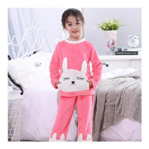 Girls Winter Pijamas Flannel Sleepwear Pyjamas Kids Nightwear Cartoon Fleece Thick Children Pajamas Sets Boys Clothes Homewear