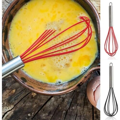 10 Inch Kitchen Mixer Manual Egg Beater Tool Silicone Eggbeater Blender Stainless Steel Handle Whisk