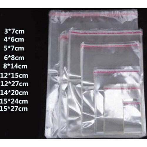 100Pcs Clear Plastic Cellophane Cello Display Bags Self Adhesive Seal