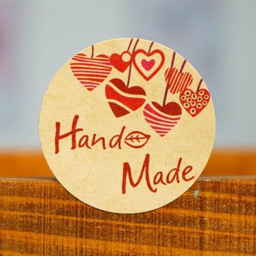 102pcs Kraft Hand Made Seal Sticker Craft Heart Paper Sealing sticker Vintage DIY Gifts Baking Party Decoration Labels Dia3.5cm
