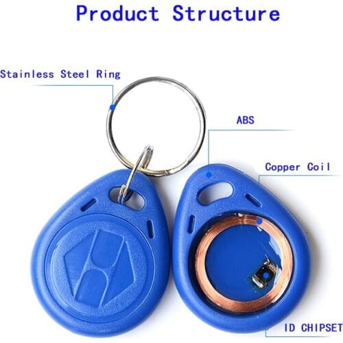 125K ID Keyfob Ring Read Only RFID EM4100 Key Tag Chip TK4100 Tags Keychain Access Control ID Card MOQ100pcs