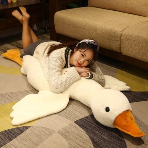 130cm Giant Furry Duck Plush Toys Super Soft Sleep Pillow Cute Animal Stuffed Swan Goose Dolls Sofa Decor Kids Birthday Gift