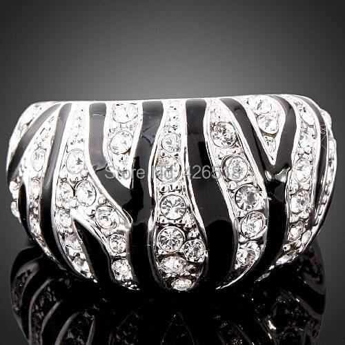 2018 High Quality Hot Selling White Gold Color Fashion Jewelry Abstract Glaze Ring With Enamel Free Shipping