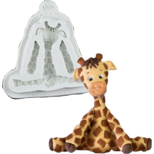 3D Giraffe Silicone Mold Baby Birthday Fondant Cake Decorating Tools Polymer Clay Candy Chocolate Cookie Baking Moulds M1157