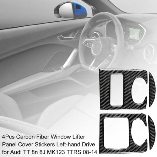 4Pcs Carbon Fiber Window Lifter Panel Cover Stickers Left-hand Drive for Audi TT 8n 8J MK123 TTRS 08-14