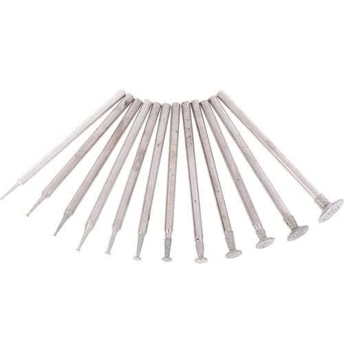 12Pcs Drill Diamond Grinding Head Bur 2.3mm Jade Stone Carve Polish Engrave Tool Drop Shipping