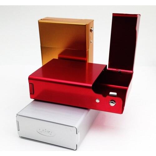 Side and Bottom Open Aluminum Cigarette Case 20pcs Cigarettes Box Tobacco Holder for Men WB355