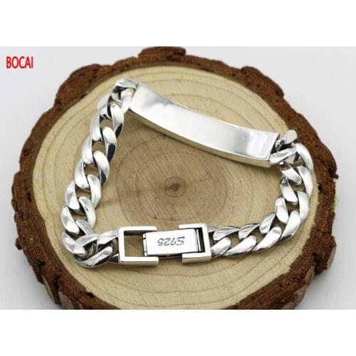 Real 925 silver jewelry Korean style personality Thai silver bracelet men and women 9mm bracelet