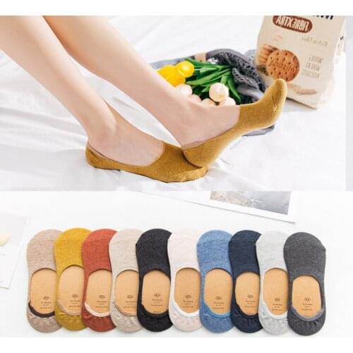 DHL or fedex 200 pairs/lot Spring Summer Women Socks Solid Color Shallow Mouth Invisible Socks Silicone non-slip