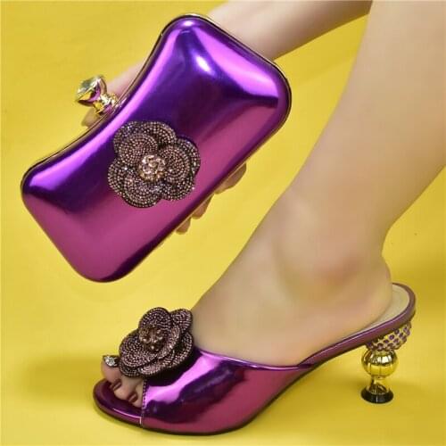 Doershow Italian Shoes And Bag Sets For Evening Party With Stones Italian Leather Handbags Match Bags! !SPU1-1