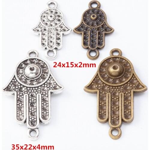 20/55 pieces of retro metal zinc alloy Hand double hanging connector pendant for DIY handmade jewelry necklace making 7569-7571