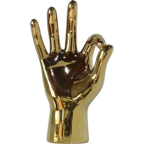 Porcelain Gold Ornaments Figurines Modern Home Decoration Gesture Statue Desktop Gifts