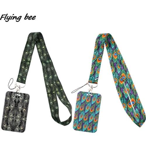 Flyingbee X1860 Peacock Feather Bank Credit Card Holder Wallet Bus ID Name Work Card Holder For Women Card Cover Business Card