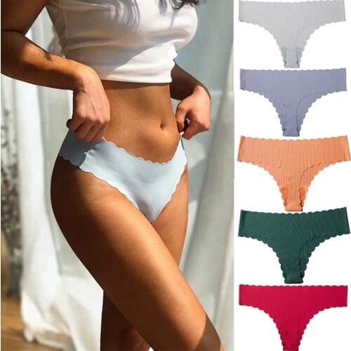 Cotton Panties Ruffle Women Soft Seamless Solid G-String Thongs Female Sexy Low Rise Underwear Briefs Breathable Lady Lingerie