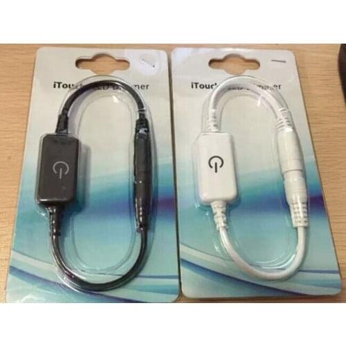 ITouch LED Dimmer Touch Switch with DC Female & Male Plug For Single Color LED Strip Lamp DC 12V/24V In Line Style Black/White