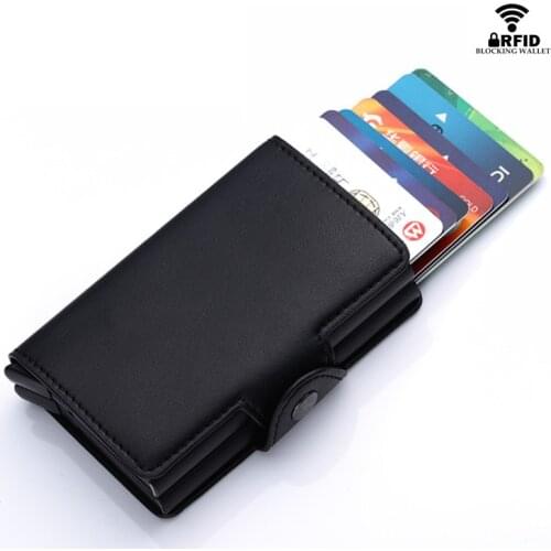 ZOVYVOL 2020 PU Leather Credit Card Holder Solid Aluminum Card Holder Men Women Double Boxes ID Card Wallets Unisex Money Bag