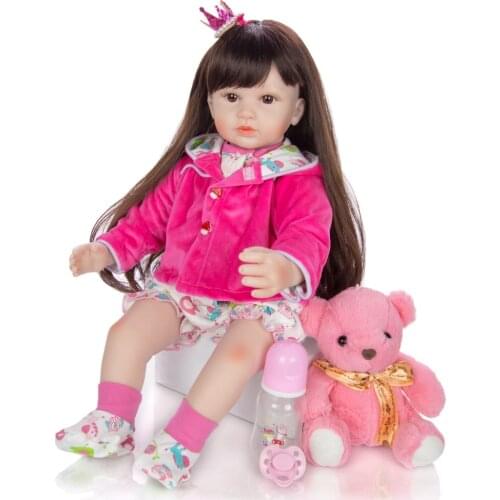 Big 60cm reborn baby toy dolls soft silicone vinyl reborn toddler girl bebe reborn bonecas play house toys child plamates