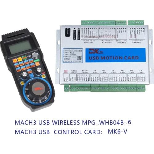 MK6-V+WHB04B-6 XHC 6AXIS Mach3 USB Wireless mpg cnc remote control and control card