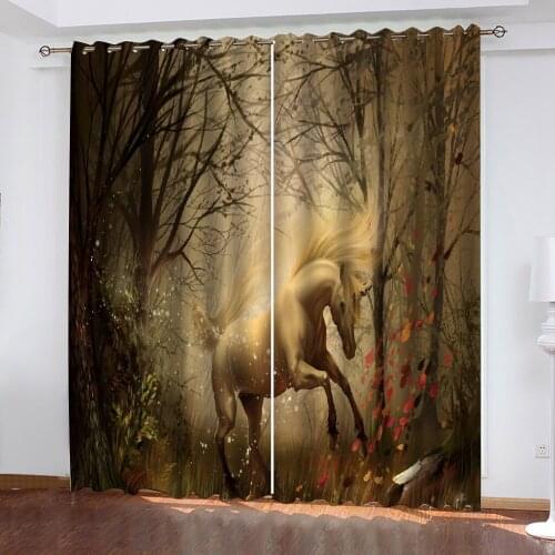 Beautiful Photo Fashion Customized 3D Curtains white horse curtains 3D Curtains For Living room Bed room Office Hotel Home