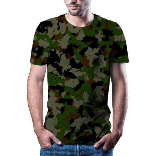 2020 new 3D t-shirt mens summer casual camouflage clothing camouflage style top 3D quick dry printed T-shirt