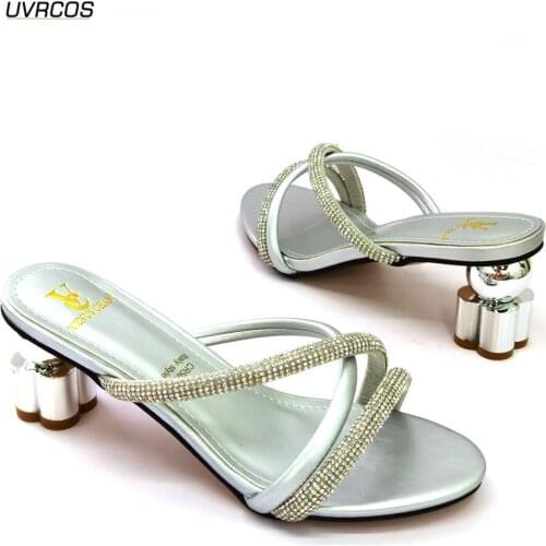 Latest Design African Women Shoes Decorated with Rhinestone Wedding Shoes for Women Bride Pump Heels Ladies Shoes and Sandals