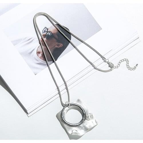 Fashion New Hollow Out Square Pendant Necklace Geometry Metal Necklace for Women Wholesale And Retail