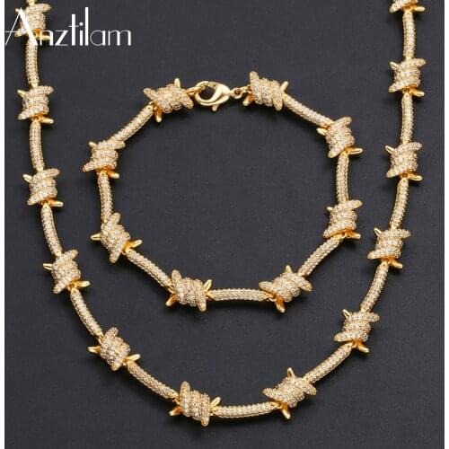 8mm Hip Hop Gold Silver Color Iron Wire Chain Iced Out Necklace for Men Paved Zirconia Stone Choker For Women Goth Jewelry