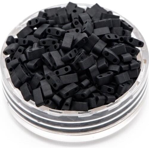 Miyuki Half Tila Beads, miyuki beads, half tila beads, Japanese seed beads, HTL-401F Opaque Matte Black (RM45-4)