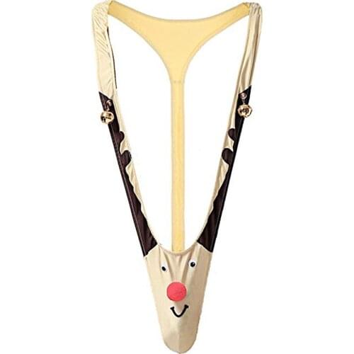 Sexy thong g strings Bodysuits Exotic Apparel Christmas Gag Gift Reindeer Mankini Men Thong seamless Underwear With Bells F808
