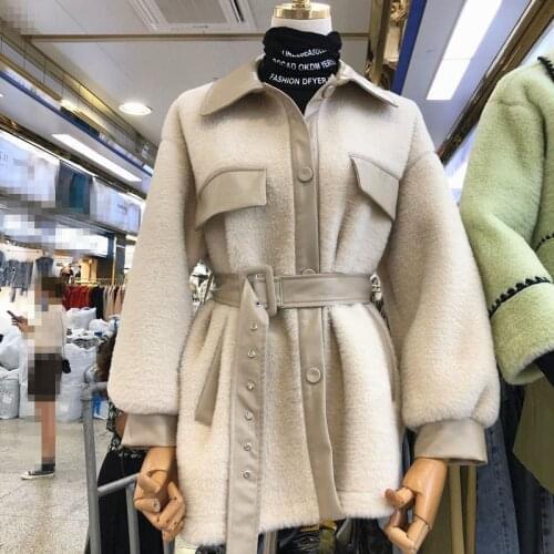 HSTAR Loose Mid-length Slim Waist Waterproof Mink Coat 2020 Autumn Winter New Korean Jackets Women Fashion Elegant Warm Tops