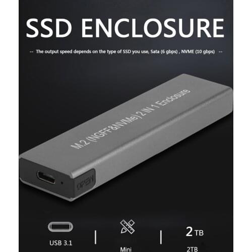 USB Type C M.2 SSD External Enclosure Box NVME PCIE SATA M/B Key Hard Drive Disk Mobile Case