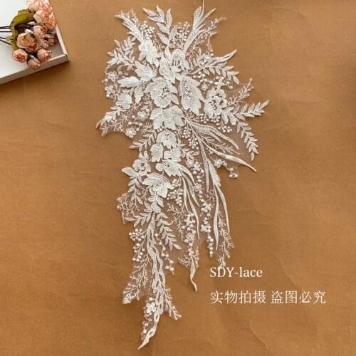 Embroidered Applique Medallions Piece Lace For Wedding Bridal Dress Applique Lace