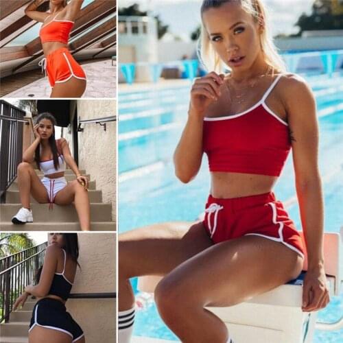 2Pcs Halter Neck Side Striped Black Yoga Sets Sexy Women Crop Top Shorts Set Gym Running Sportwear Suit Fitness Sport Workout