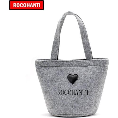 100PCS Custom Logo Printed Felt Tote Bag , Unisex Fashion Wool Felt Bag Christmas Promotional Gift Shopping Bags