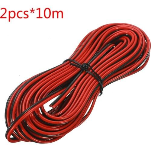 2pcs 10m 2 x 0.5mm Speaker Cable Audio Core Wire Red And Black For Home Stereo HiFi / Car Audio System