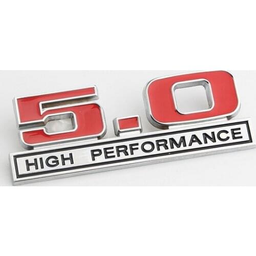 3D Red Metal 5.0 Performance Auto Emblem Badges Decal Sticker Car Accessories