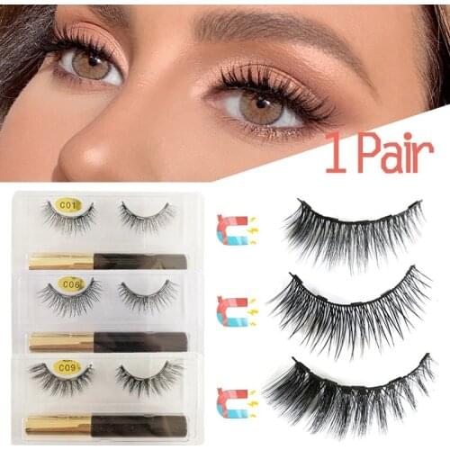 3D Mink Magnetic Eyelashes Waterproof Lasting Magnetic Eyeliner Magnet Mink Eyelashes Makeup Extension False Eyelashes