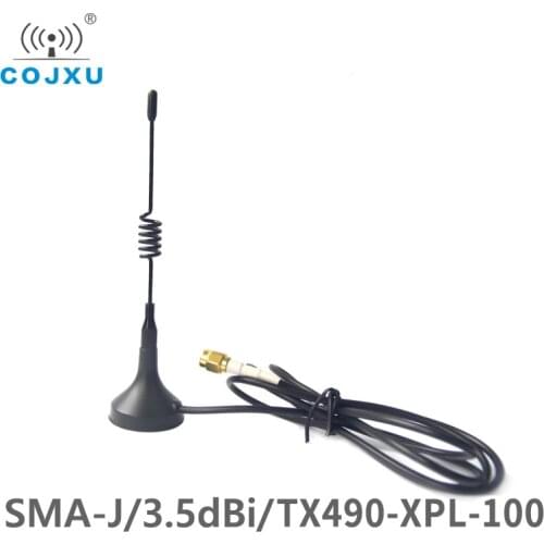 490MHz 3.5dBi Gain 50 Ohm SMA-J Interface Impedance Less Than 1.5 SWR COJXU TX490-XPL-100 High-Quality Sucker Antenna